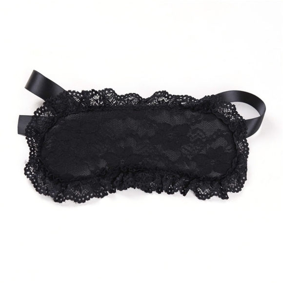 Black Lace Sleep Mask and Cuffs Set - Picture 2 of 4